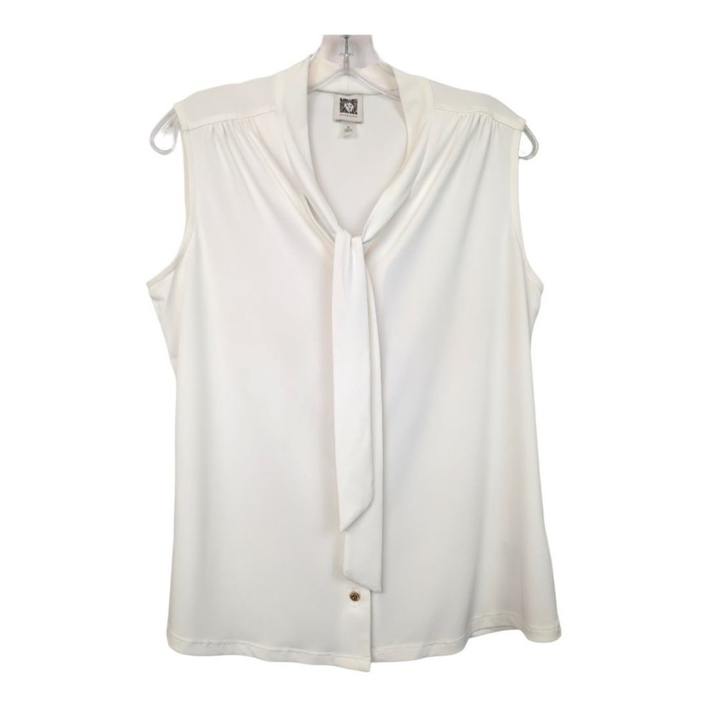 Anne Klein Women's Tie V-Neck Sleeveless Workwear Size Medium